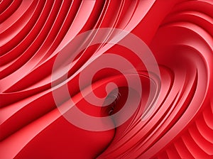 Red wave satin fabric loop background. Wavy silk fabric folds into folds, 3d render of abstract folds of red satin cloth, Wavy fol