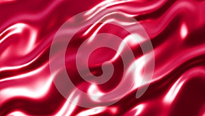Red wavy plastic shiny background, smooth wavy texture pattern, 3d render illustration