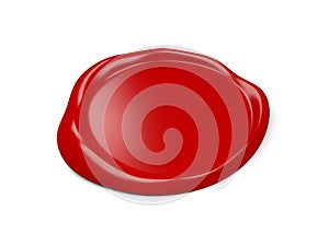 Red wax seal isolated on white background.