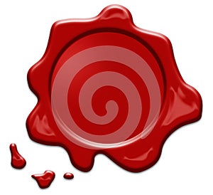 Red wax seal or signet isolated