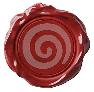 Red wax seal or signet isolated