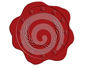 Red Wax Seal with Star and Laurel Border