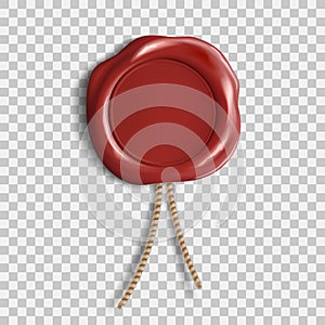 Red wax seal. Template isolated on transparent background