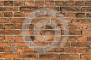 Red weathered brick wall background