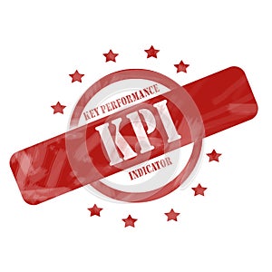 Red Weathered KPI Stamp Circle and Stars design