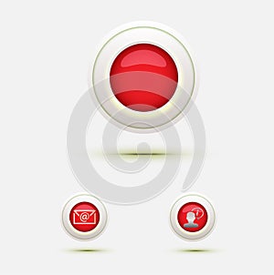 Red Web buttons round icon contact us live support telephone chat