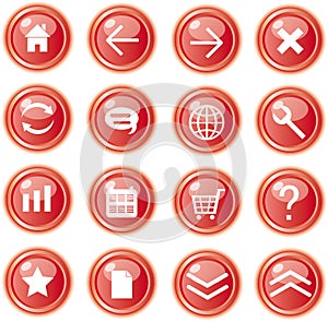Red web icons, buttons