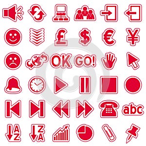 Red Web Stickers Icons [3]