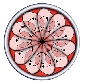 Red Website Button with 3D Floral Design