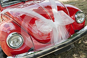 Red wedding car