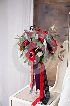 Red Wedding flowers bouqete