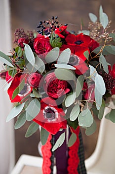 Red Wedding flowers bouqete