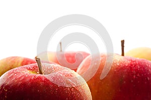 Red wet apple with big droplet