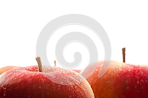 Red wet apple with big droplet