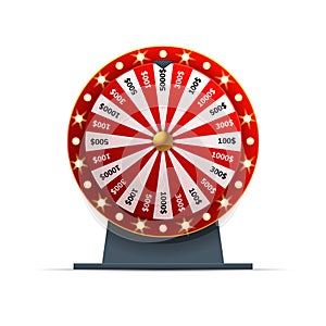 Red wheel of fortune illustration, isolated on white