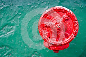 A red wheel valve