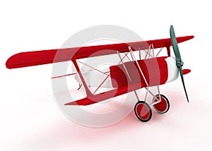 Red and white biplane