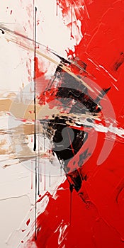 Red, White, And Black Multilayered Abstract Painting photo