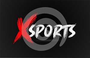 red white black X Sports grunge brush stroke word text for typography logo design