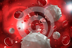 Red White Blood Cells 3D Illustration