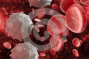 Red White Blood Cells 3D Illustration