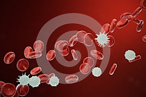 Red and white blood cells releasing neutrophils, eosinophils, basophils, lymphocytes, are the cells of the immune system photo