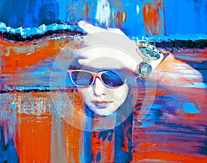 Red White Blue Abstract Fine Art Creative Portrait