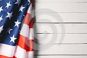 Red, white, and blue American flag for Memorial day or Veteran`s day background