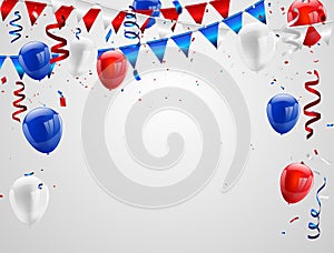 Red White blue balloons confetti