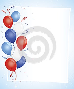 Red white and blue balloons on copy space