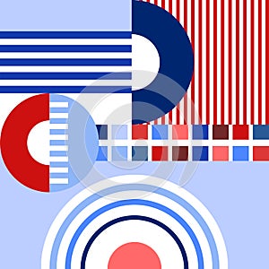 Red White Blue Contemporary Abstract Composition