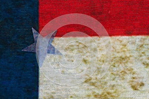 Red, white and blue grunge knit textured weave material background