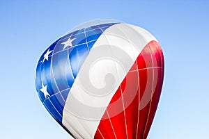 Red, white and blue hot air balloon