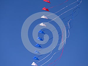 Red, white and blue kites