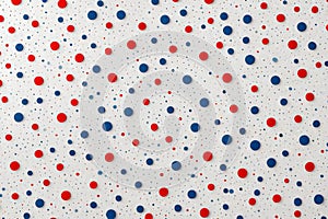 Red, white and blue polka dot pattern background,Generative AI