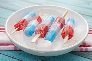 Red White and Blue Popsicles in a Bowl