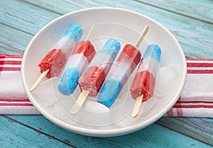 Red White and Blue Popsicles in a Bowl