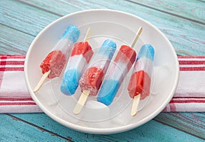 Red White and Blue Popsicles in a Bowl