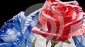 Red White And Blue Rose Flowers Glitter Super Detail. Generative AI