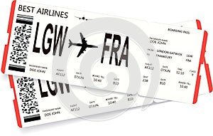 Red and white boarding pass