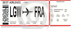 Red and white boarding pass