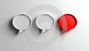 Red And White Button Speech Bubbles With A Gray Shadow On A White Background