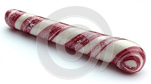 Red and white candy cane on white background photo