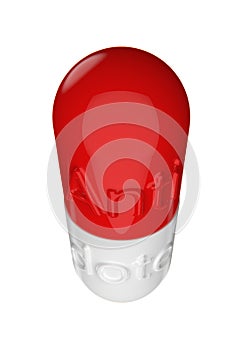 Red and white capsule with the inscription Antidote isolated on a white background photo