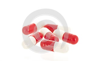 Red and white capsule pills