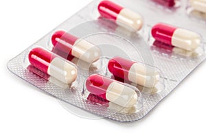 Red-white capsules in blister