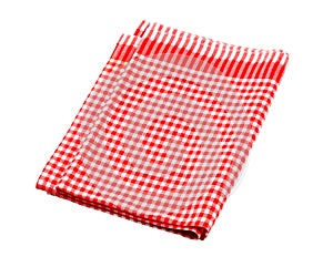Red and white checked tea towel