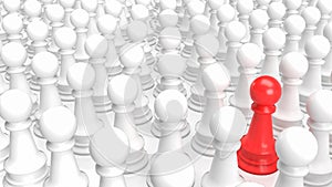 The red and white chess for business concept 3d rendering