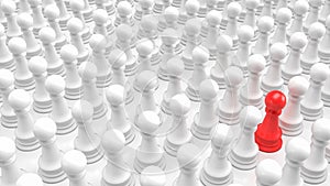 The red and white chess for business concept 3d rendering