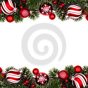 Red and white Christmas bauble double border on white